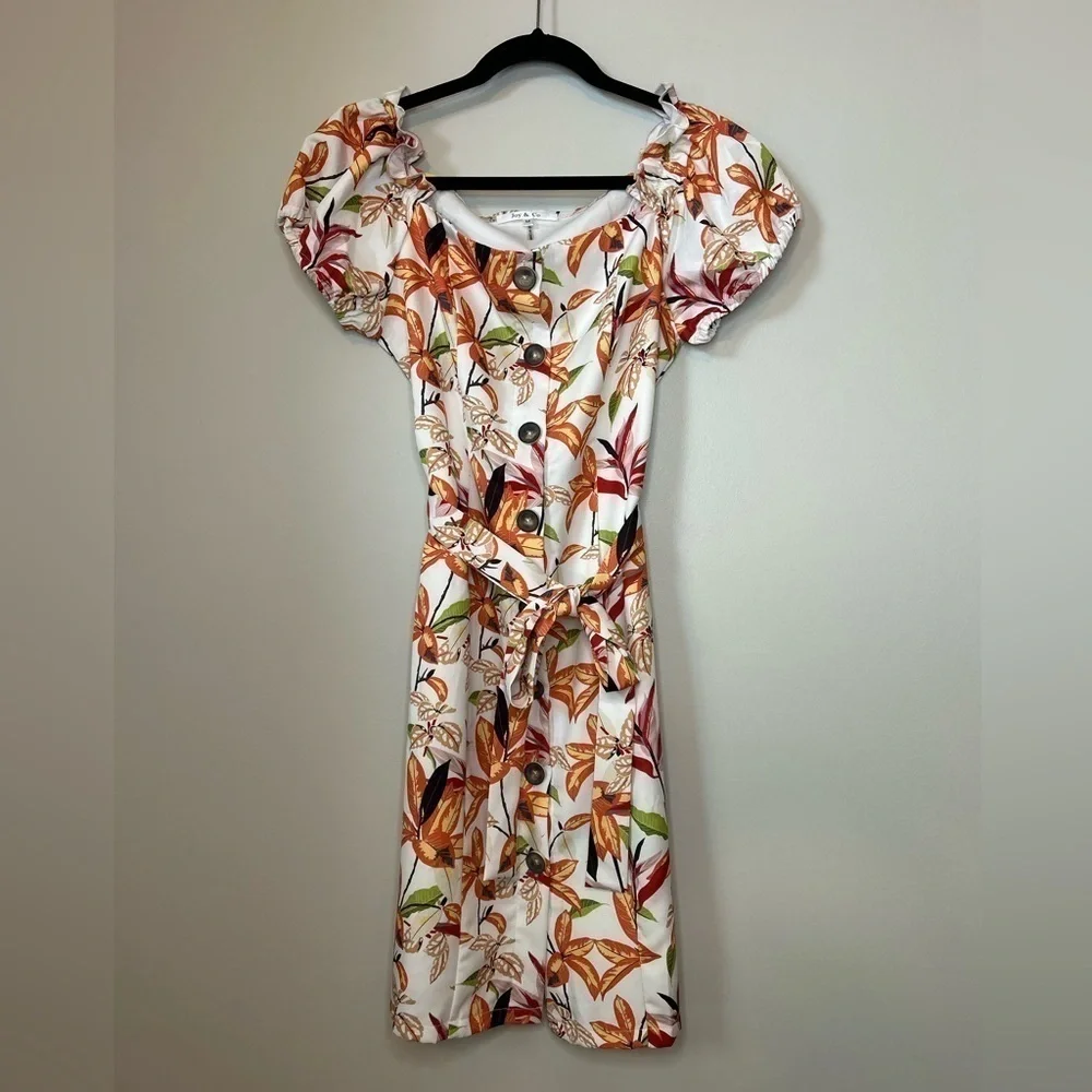 Joy & Co. Floral Tie-Waist Dress